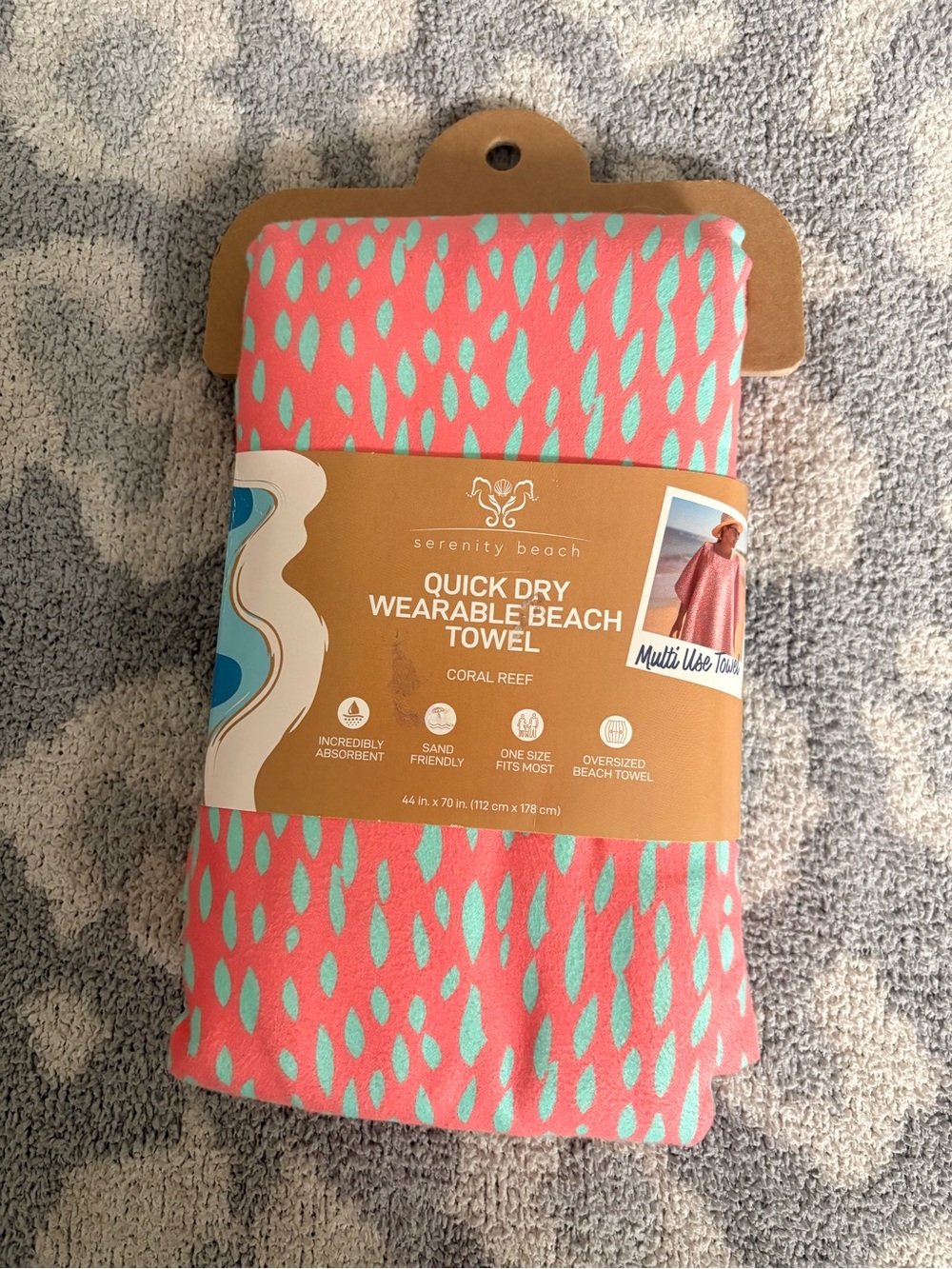Serenity Coral & Mint Wearable Beach Towel